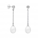 Boucles d'oreilles perles de mariée or blanc topaze ou diamants (79B0607TE1)