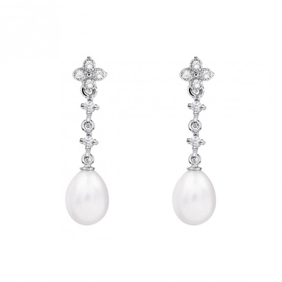 Pendientes de novia en oro blanco de18k con perlas ovalada (79B0102TE1) 1