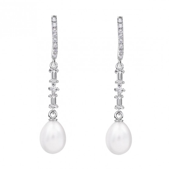 Pendientes de novia plata con topacios y perla (79B0506TE1) 1