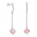 Bridal chain drop earrings in silver and topazes (79B0507TC3) 2