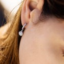 Boucles d'oreilles de mariée en argent avec zircons (75B0211)