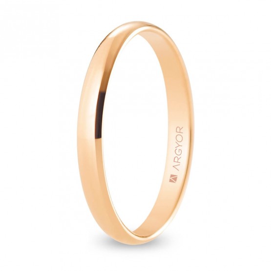 Rose gold wedding ring half round 2.5 mm comfort R25CP00