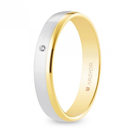 Bicolor gold wedding band with diamond (5240545D)