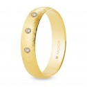 Gold and diamonds wedding ring half round 5 mm ice finish (A50RH3D)