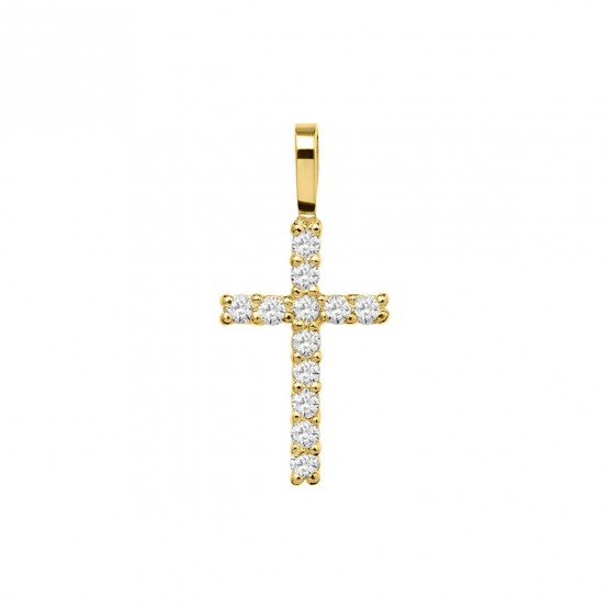Croix en or 18 carats avec diamants ou zircons (75A0024)