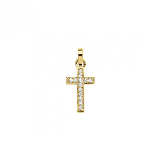 Gold cross with diamonds or zircons (75A0025)