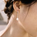 Boucles d'oreilles de mariée en argent et topaze avec perles (79B0402TE1)