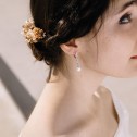 Boucles d'oreilles de mariée en or blanc 18 carats et perles (79B0402TE1)
