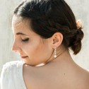 Boucles d'oreilles de mariée en argent et topaze avec perles (79B0603TD1)