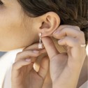 Boucles d'oreilles de mariée en argent avec topazes intercalaires marquise (79B0205TB1)