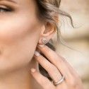 Rosette Diamond Earrings in White Gold (75B0104)