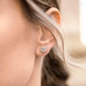 Boucles d'oreilles en argent 925 avec zircons en fleur (75B0105)
