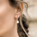 Boucles d'oreilles en perles pour mariées en argent avec topazes (79B0400TD1)