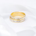 18 two-tone gold wedding ring - diamond effect (5240108)