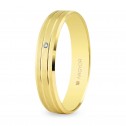 18k yellow gold diamond wedding ring - satin/shiny finish (5140436D)