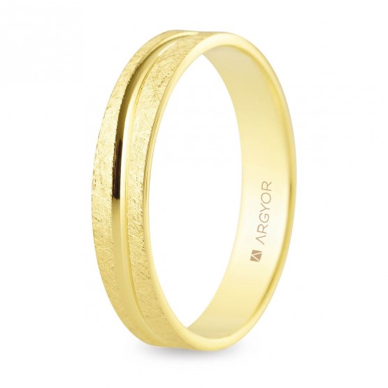 Yellow gold wedding ring - ice finish (5140511)