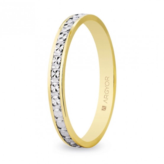 2.5mm two tone gold wedding ring - diamond cut (5225463)