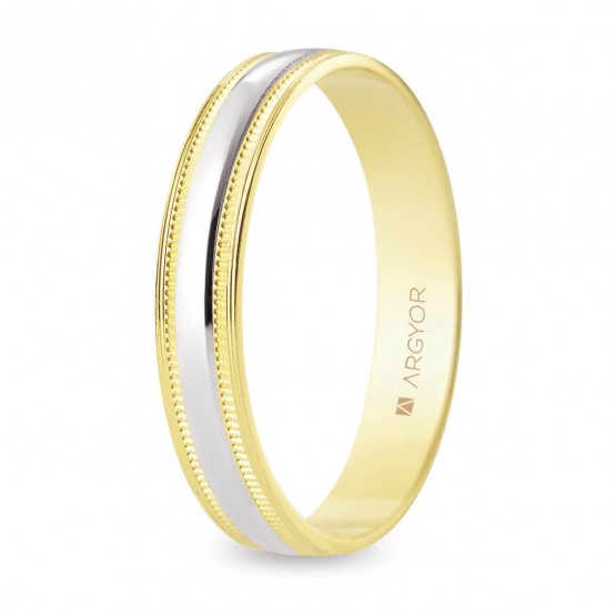 4mm two tone wedding ring - embossed finish (5240101)