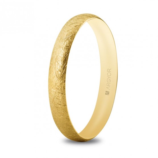 18k yellow gold wedding ring - ice finish (5135513H)