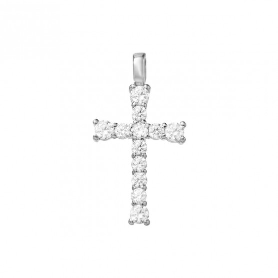 18k white gold cross with diamonds (75B0023)