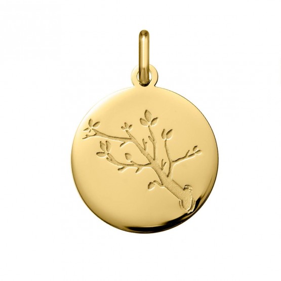 Médaille branche arbre de vie or jaune 18k (248400223)