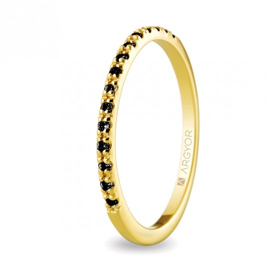 Yellow gold ring with 15 black diamonds (74A0070DN)