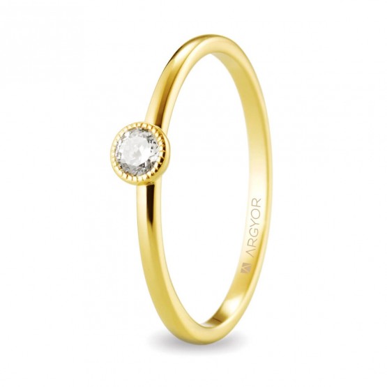 Solitaire yellow gold ring with diamond 0.15ct (74A0078)