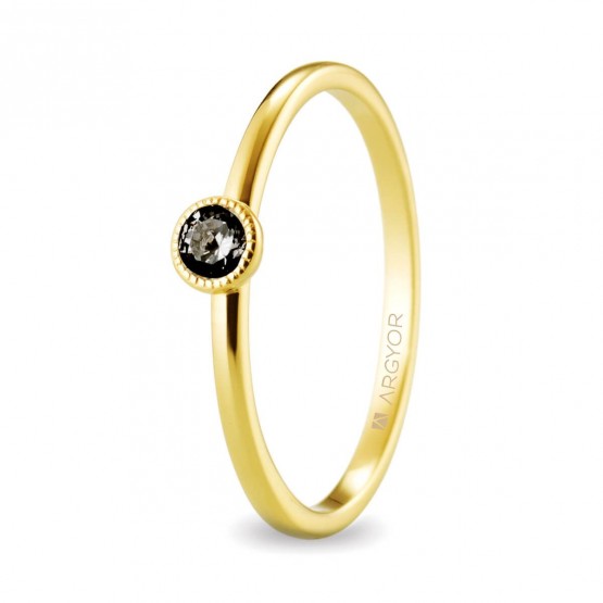 Gold ring with chaton black diamond (74A0078DN)