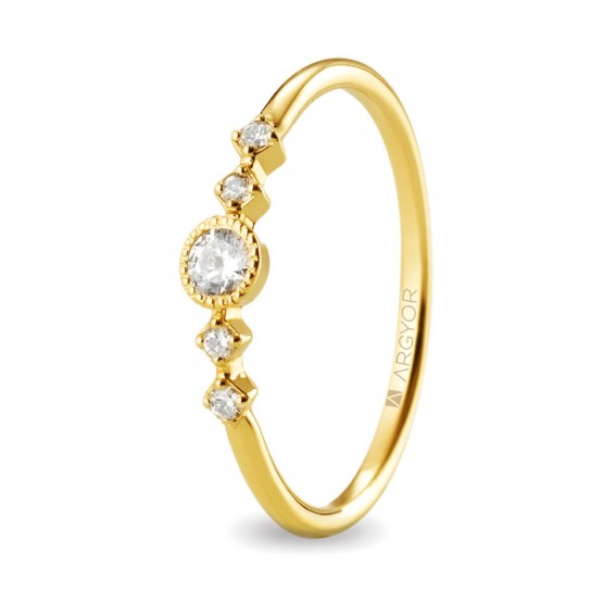 Ring with 5 diamonds 0.16ct yellow gold (74A0084)