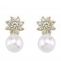 Pendientes de Diamantes Flor con perlas (75A0105P)