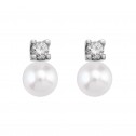 Pendientes blancos de Diamantes con perlas (75B0103P)