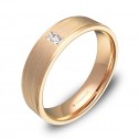 Alianza de boda en oro rosa plana con biseles con diamantes C0150C2PR