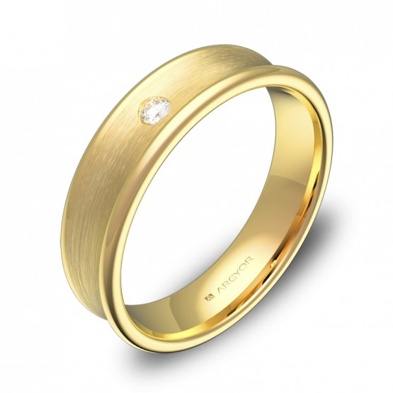 Alianza de boda cóncava en oro amarillo con diamante C0750C1BA