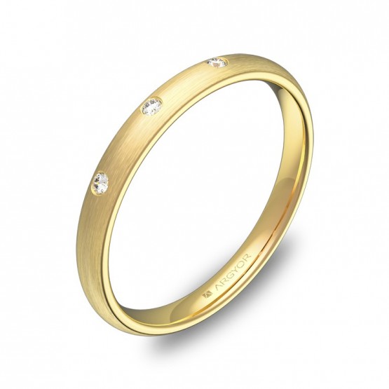 Alianza de boda 2,5mm en oro satinado con diamantes A0125S3BA