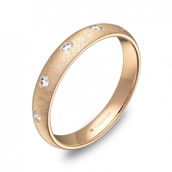 Alianza de 3,5mm en oro rosa hielo con 5 diamantes A0135H5BR