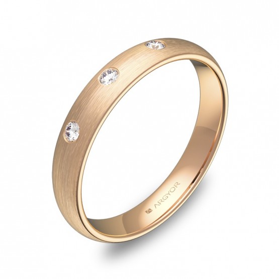 Alianza de media caña 3,5mm en oro rosa con diamantes A0135S3BR