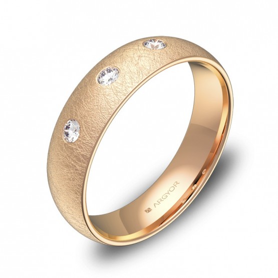 Alianza de boda 5,0mm oro rosa hielo con diamantes A0150H3BR