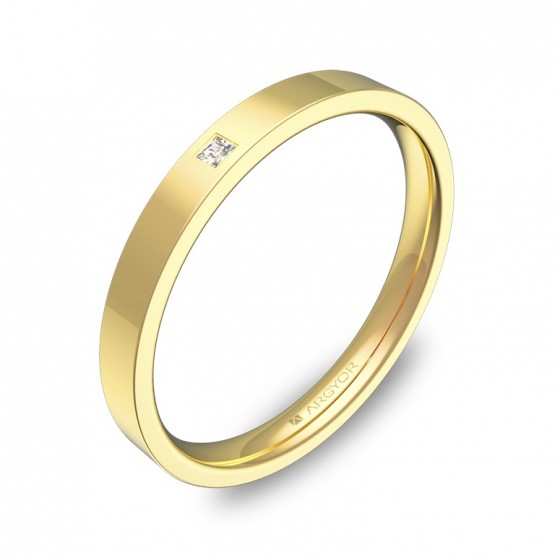 Alianza de boda 2,5mm en oro amarillo pulido con diamante B0125P1PA