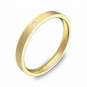 Alianza de boda 2,5mm en oro amarillo satinado y diamante B0125S1BA