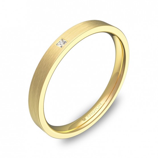 Alianza de boda 2,5mm en oro satinado con diamante B0125S1PA