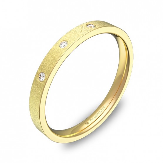 Alianza de boda 2,5mm en oro amarillo hielo con diamantes B0125H3BA