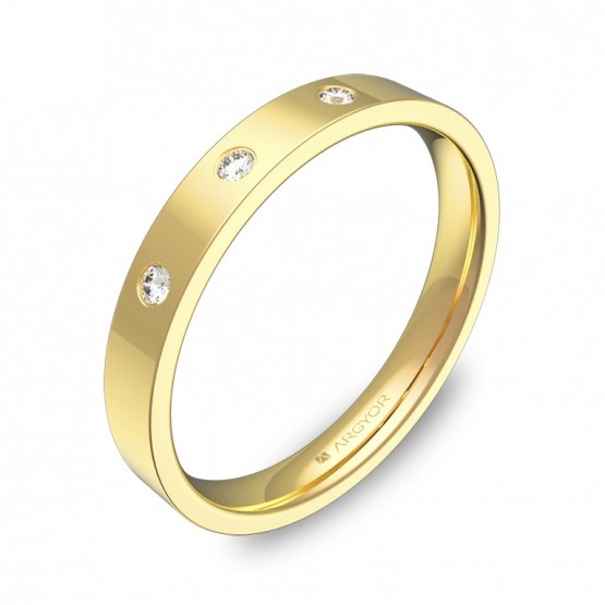 Alianza de boda 3,0mm en oro amarillo con diamantes B0130P3BA
