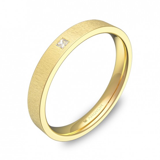 Alianza de boda plana gruesa de oro amarillo con diamante B0130T1PA