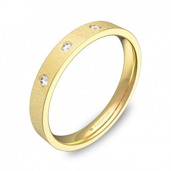 Alianza de boda de oro plana gruesa con diamantes B0130T3BA