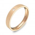 Alianza de boda 3,5mm en oro rosa rayado con diamante B0135T1BR