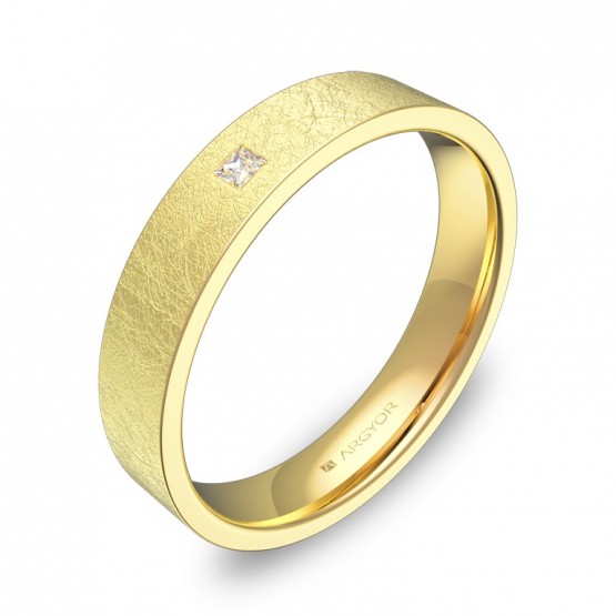 Alianza de boda de oro amarillo hielo con diamante B0140H1PA