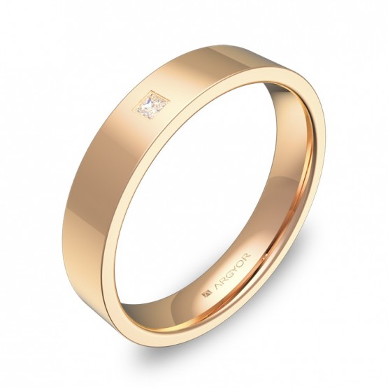 Alianza de boda 4,0mm oro rosa pulido con diamante B0140P1PR