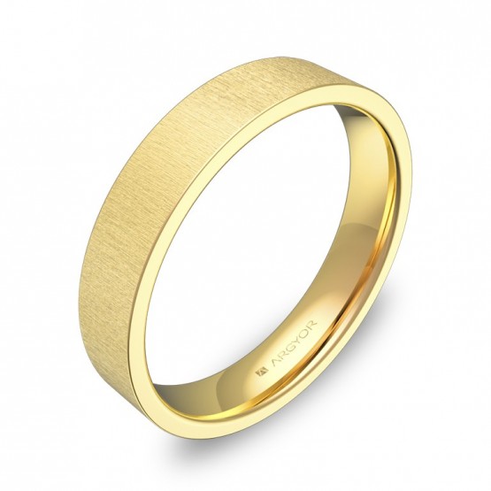 Alianza de boda plana gruesa 4,0mm en oro amarillo rayado B0140T00A