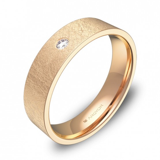 Alianza de boda 5,0mm en oro rosa hielo con diamante B0150H1BR