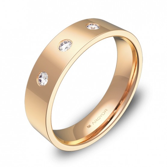 Alianza de boda  5,0mm oro rosa pulido con diamantes B0150P3BR